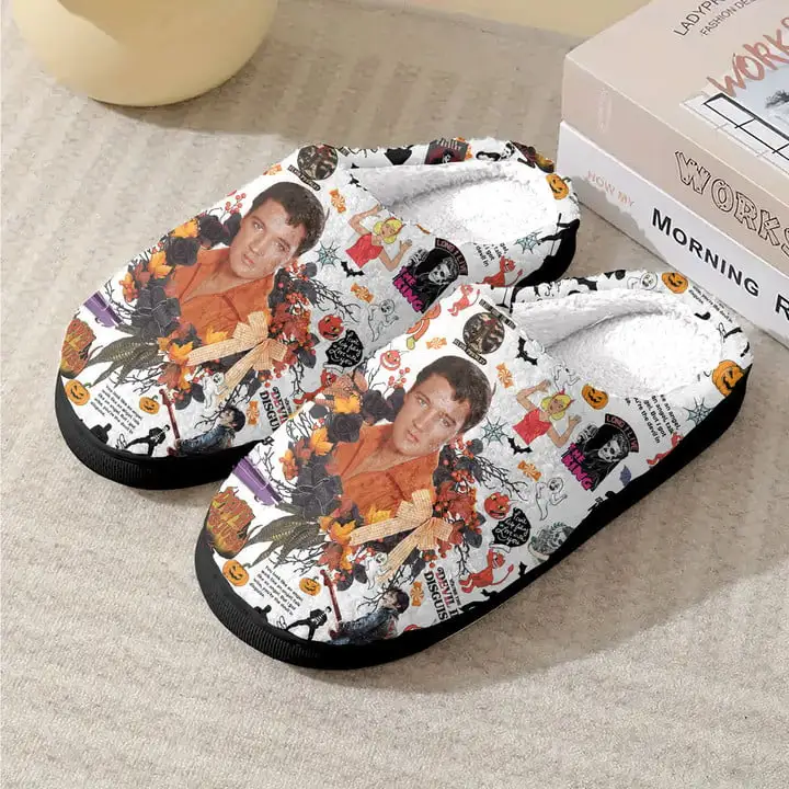 Elvis Presley Halloween Home Fleece Slippers La Idea Fanatic