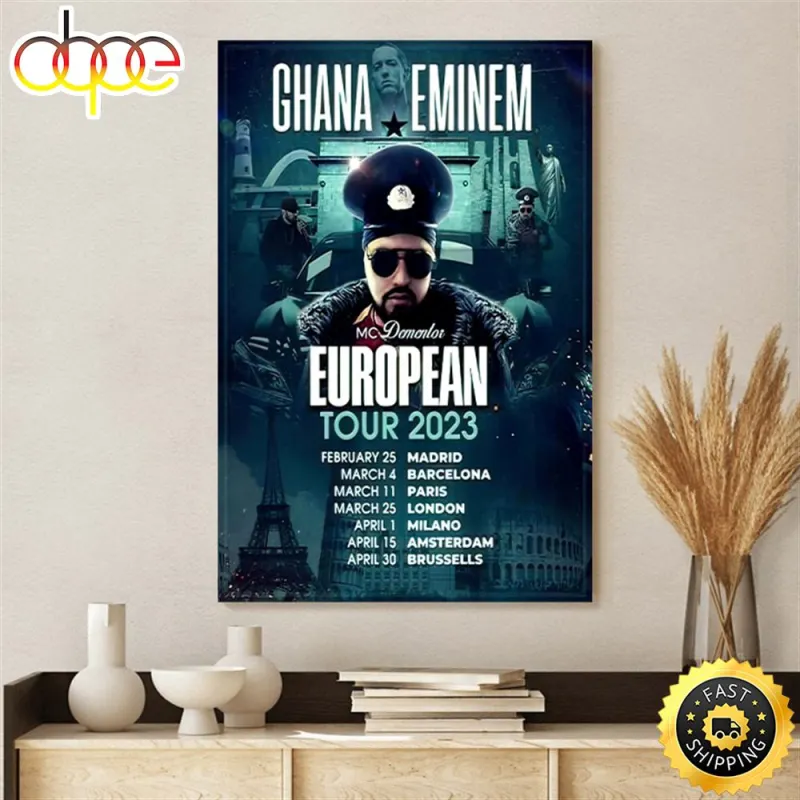 133 Ghana Eminem Europe Tour Poster Canvas IDF117223 Idea Fanatic