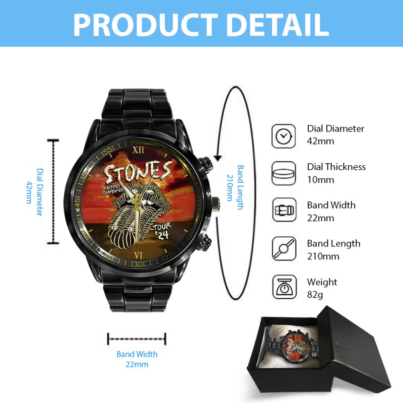 3 The Rolling Stones Black Stainless Steel Watch ANHNV4946 Yuna The Rolling Stones Black Stainless Steel Watch IFDDWCH0006 Idea Fanatic