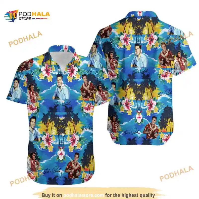 3D Elvis Presley Unisex Beach Funny Hawaiian Shirt Elvis Presley Funny Hawaiian Shirt IDF172297 Idea Fanatic