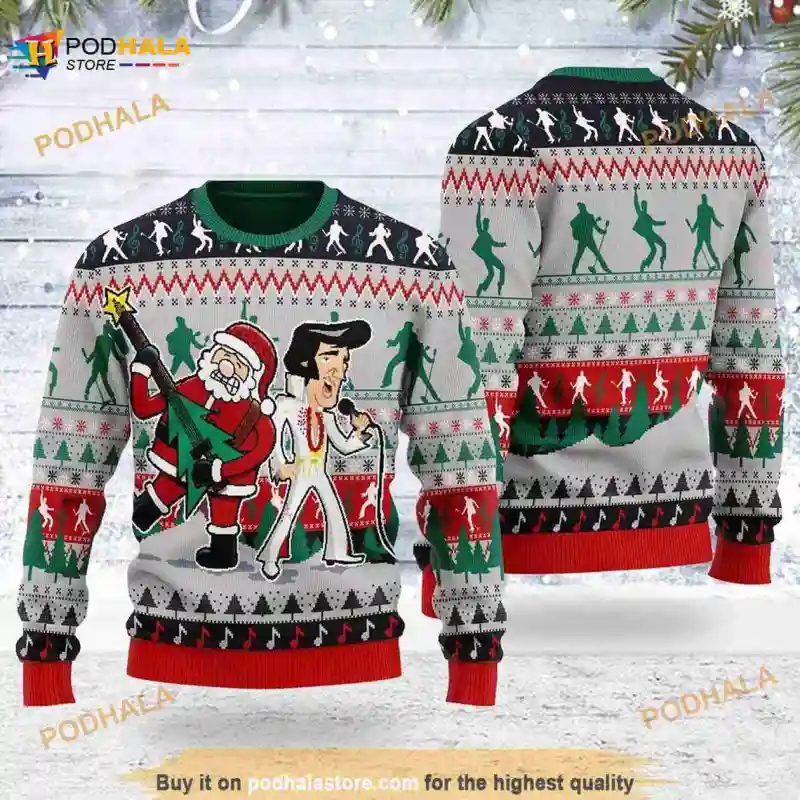 3D Elvis Presley and Santa Ugly Christmas Sweater 3D Elvis Presley and Santa Ugly Christmas Sweater IDF124800 Idea Fanatic