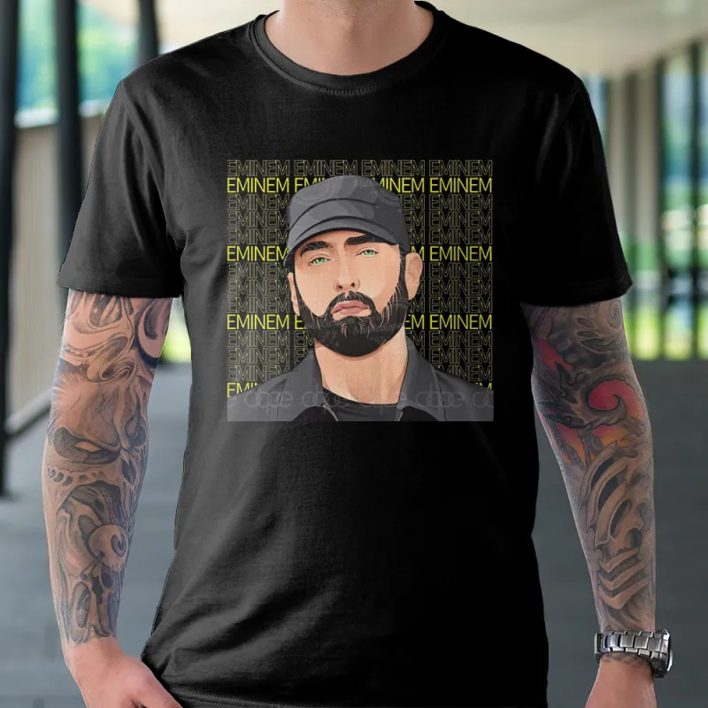 7.1 Rap God Eminem Name Pattern Black T-Shirt IDF813530 Idea Fanatic