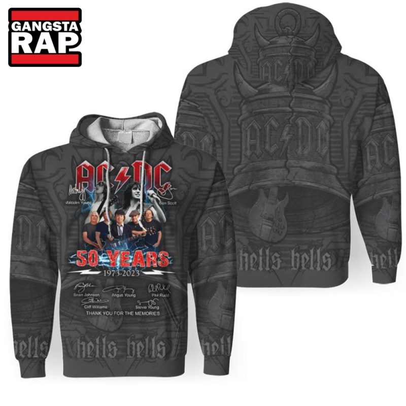 ACDC 50 Years 1973 2023 Thank You For The Memories Signature Hoodie AC/DC 50 Years Thank You For The Memories Signature Hoodie IFDDHD0237-HOODIE Idea Fanatic