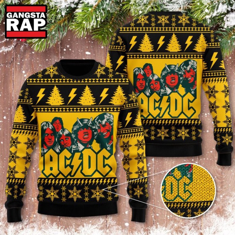 ACDC Band Funny Graphics Ugly Christmas Sweater AC/DC Band Funny Graphics Ugly Christmas Sweater IFDDUSW0149 Idea Fanatic