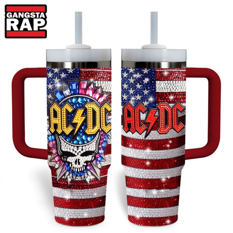 ACDC Music American Flag Design Stanley Tumbler 40oz AC/DC Music American Flag Design Stanley Tumbler 40oz IFDD40OZ0018 Idea Fanatic