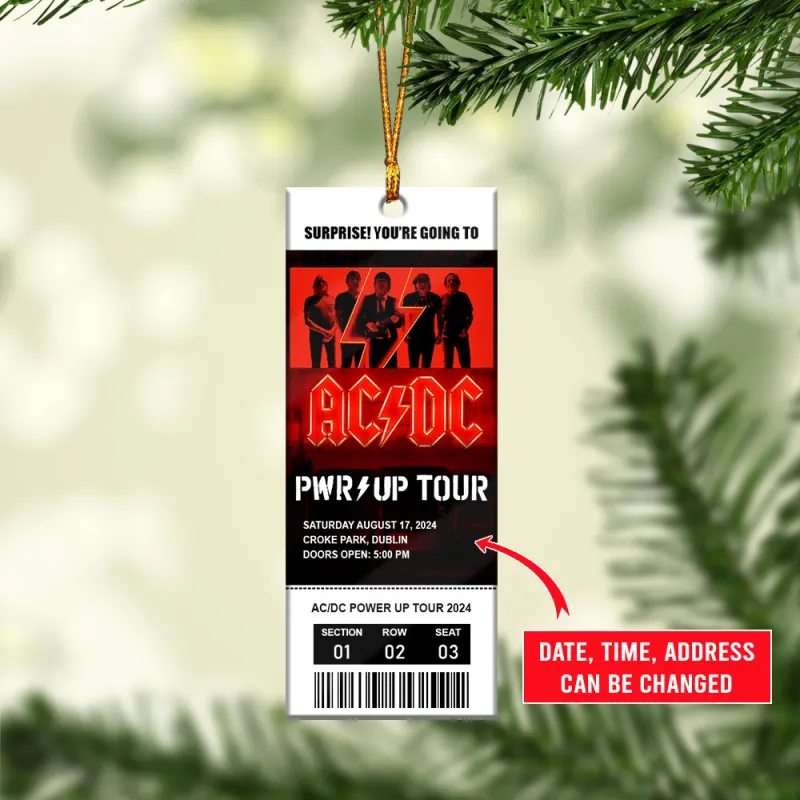 ACDC230224LNQ5TTTv2 mk AC/DC Ticket ACDC Pwr Up Tour Custom Text Ticket Ornament ACDC230224LNQ5TTT Idea Fanatic