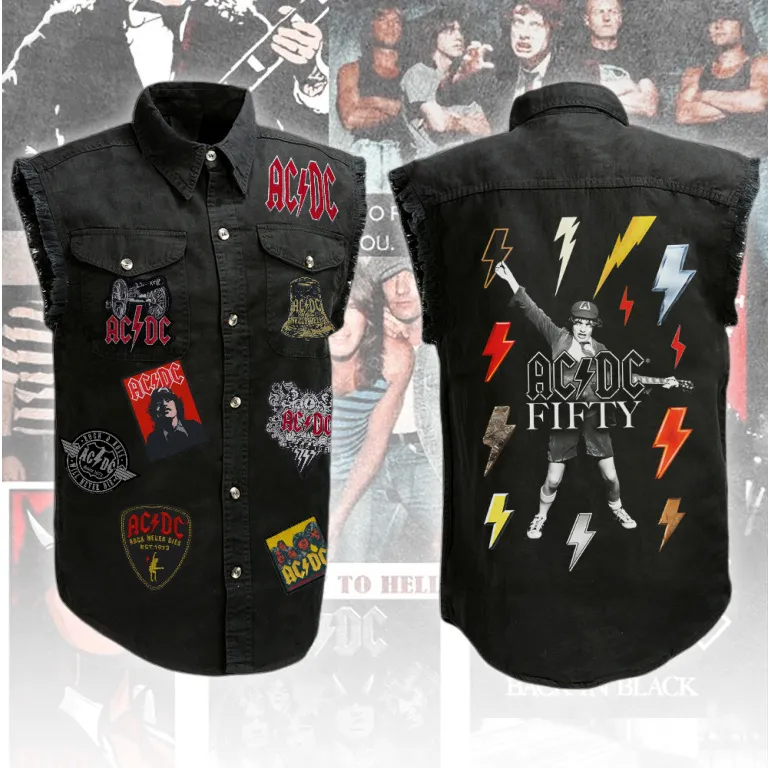 ACDC230324L87 mk AC/DC 3D Lightweight Sleeveless Denim Shirt ACDC230324L87 Idea Fanatic