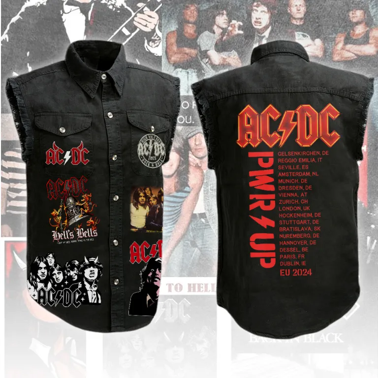 ACDC230324L89 mk AC/DC 3D Lightweight Sleeveless Denim Shirt ACDC230324L89 Idea Fanatic