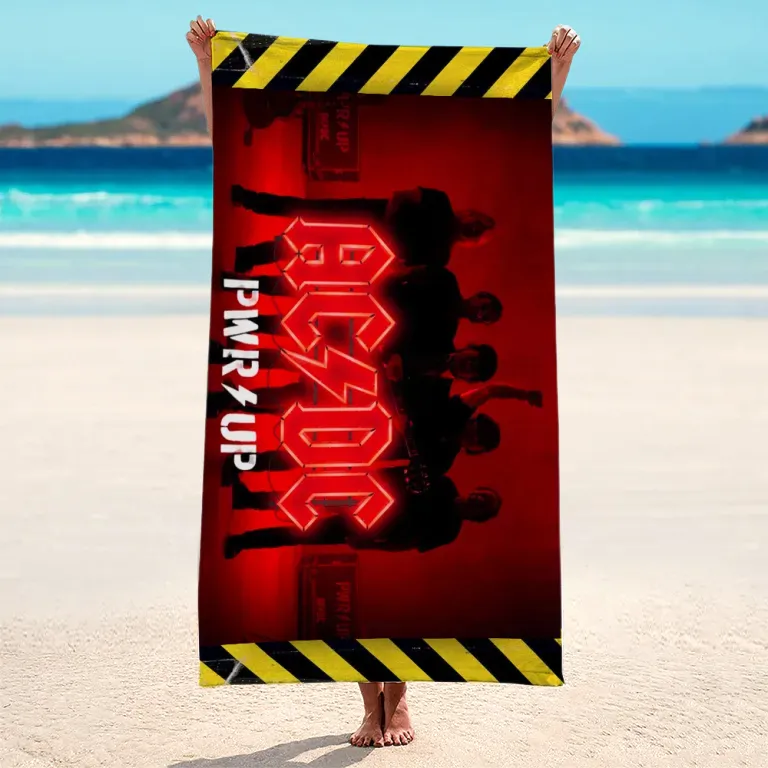 ACDC230324L96 mk AC/DC Rectangle Beach Towel ACDC230324L96 Idea Fanatic