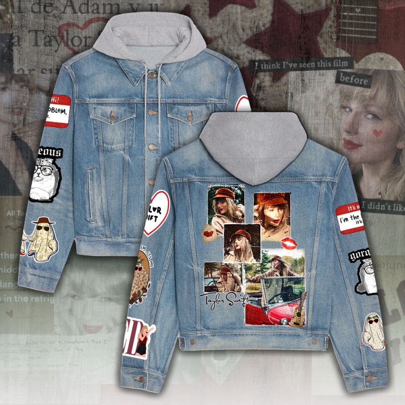 ANHNV2042 Denim hood jacket Taylor Swift Taylor Swift Premium Hooded Denim Jacket IFDDHDJ0020 Idea Fanatic