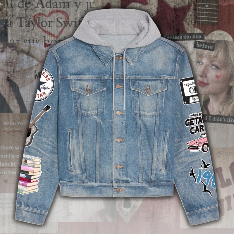 ANHNV2045 Denim hood jacket Taylor Swift 01 Taylor Swift Premium Hooded Denim Jacket IFDDHDJ0022 Idea Fanatic