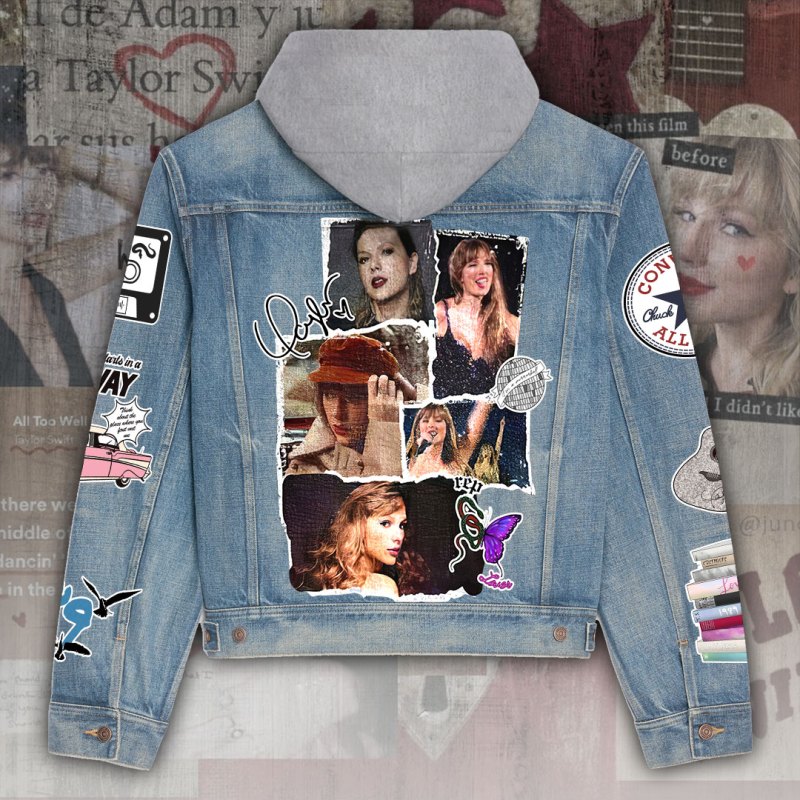 ANHNV2045 Denim hood jacket Taylor Swift 02 Taylor Swift Premium Hooded Denim Jacket IFDDHDJ0022 Idea Fanatic