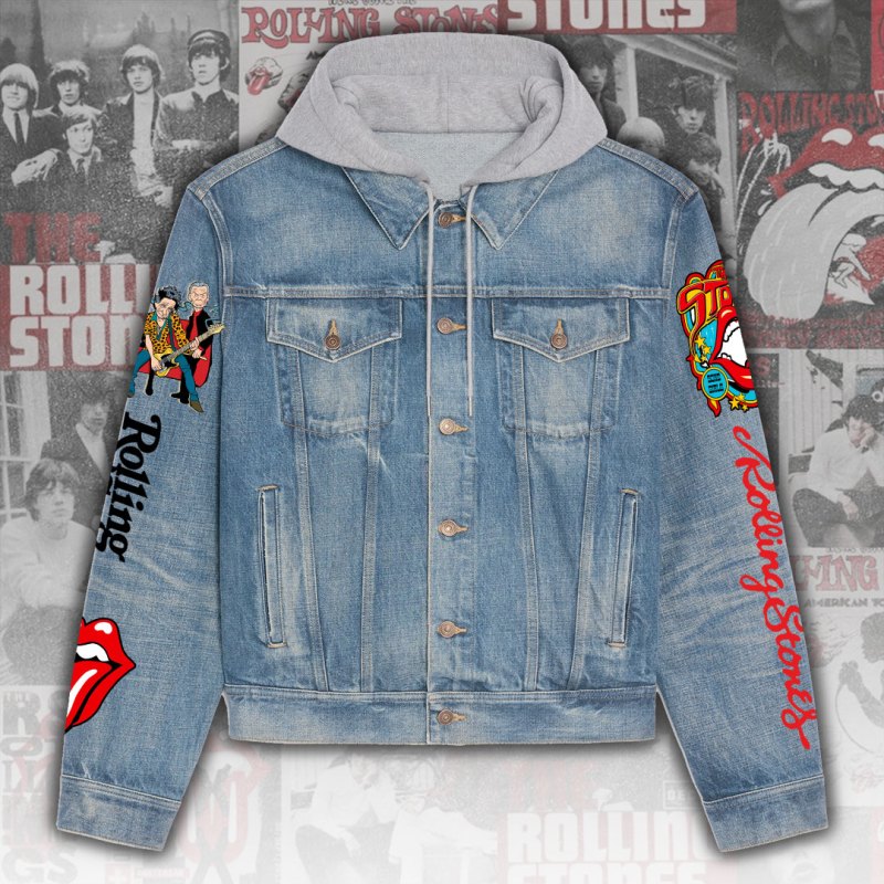 ANHNV3184 Denim Hood Jacket The Rolling Stones 01 1 The Rolling Stones Premium Hooded Denim Jacket IFDDHDJ0007 Idea Fanatic