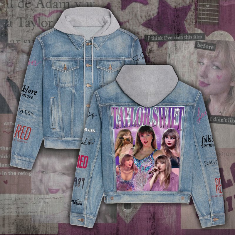 ANHNV3197 Denim hood jacket Taylor Swift Taylor Swift Premium Hooded Denim Jacket IFDDHDJ0025 Idea Fanatic