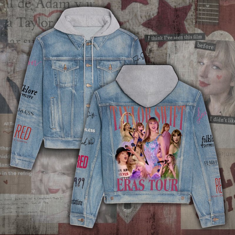 ANHNV3198 Denim hood jacket Taylor Swift Taylor Swift Premium Hooded Denim Jacket IFDDHDJ0026 Idea Fanatic