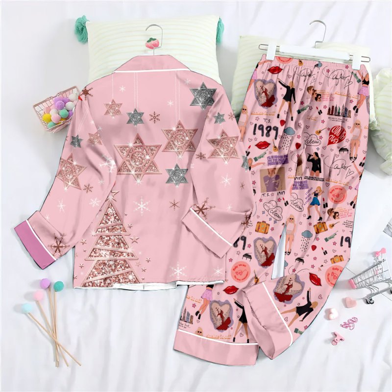 ANHNV3291 Button Down Pajamas Set Taylor Swift 02 Taylor Swift Premium Button Down Pajamas Set IFDDBDP0041 Idea Fanatic