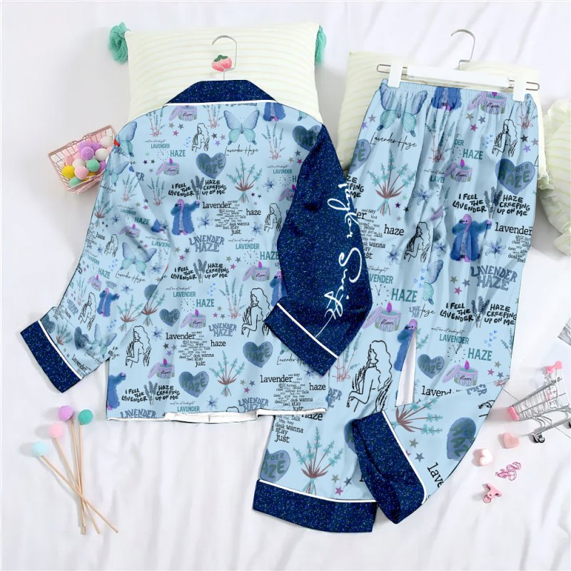 ANHNV3293 Button Down Pajamas Set Taylor Swift 02 Taylor Swift Premium Button Down Pajamas Set IFDDBDP0052 Idea Fanatic