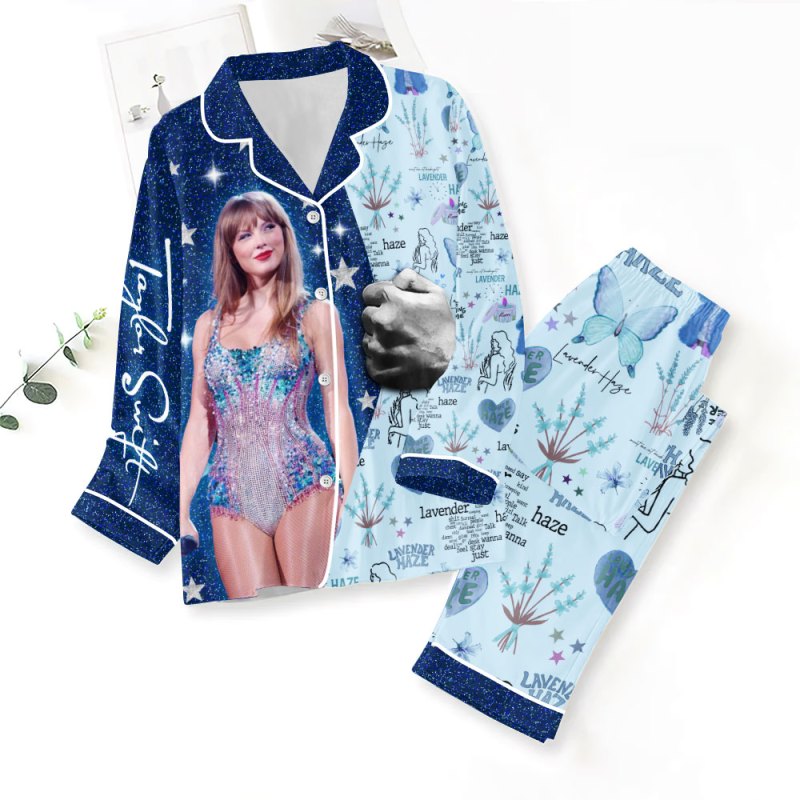 ANHNV3293 Button Down Pajamas Set Taylor Swift. 01 Taylor Swift Premium Button Down Pajamas Set IFDDBDP0052 Idea Fanatic