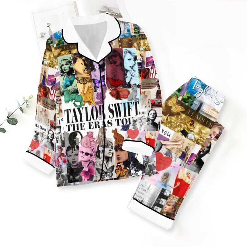 ANHNV3401 Button Down Pajamas Set Taylor Swift 01 Taylor Swift Premium Button Down Pajamas Set IFDDBDP0019 Idea Fanatic