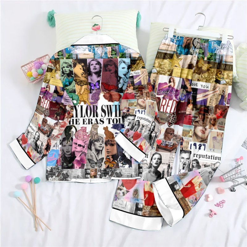 ANHNV3401 Button Down Pajamas Set Taylor Swift 02 Taylor Swift Premium Button Down Pajamas Set IFDDBDP0019 Idea Fanatic