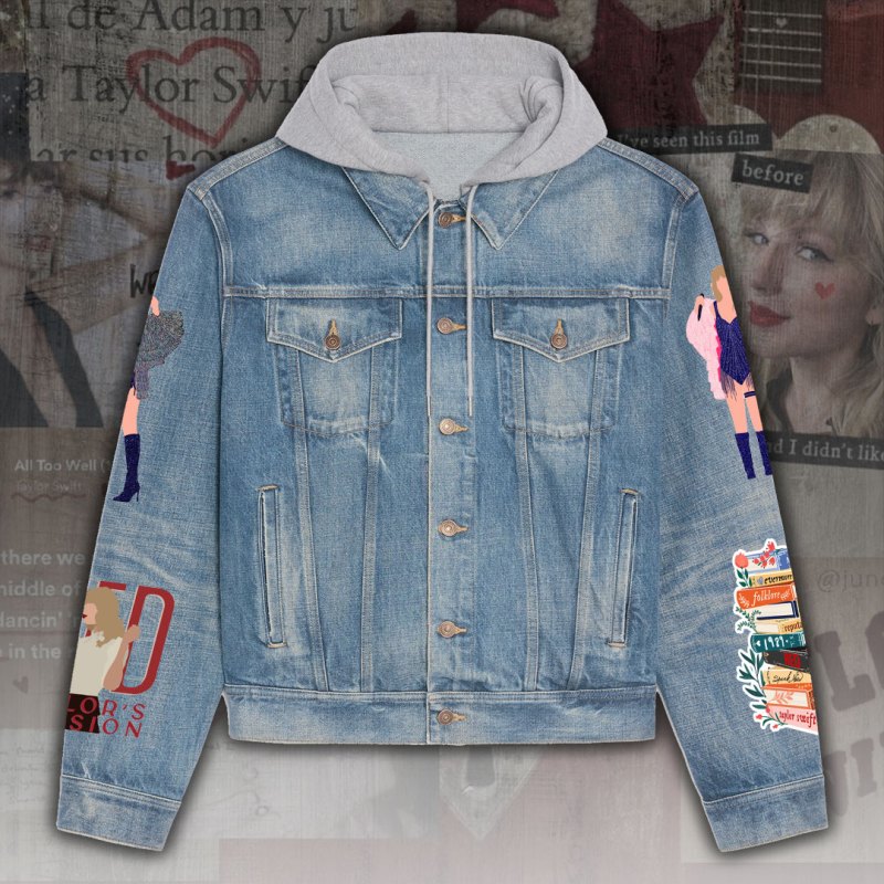 ANHNV3413 Denim hood jacket Taylor Swift 01 Taylor Swift Premium Hooded Denim Jacket IFDDHDJ0008 Idea Fanatic