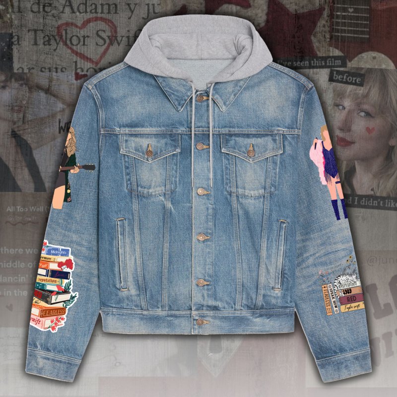 ANHNV3414 Denim hood jacket Taylor Swift 01 Taylor Swift Premium Hooded Denim Jacket IFDDHDJ0010 Idea Fanatic