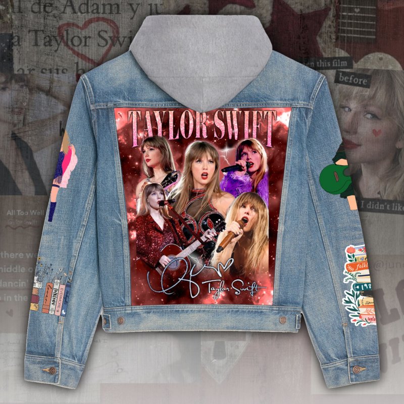 ANHNV3414 Denim hood jacket Taylor Swift 02 Taylor Swift Premium Hooded Denim Jacket IFDDHDJ0010 Idea Fanatic