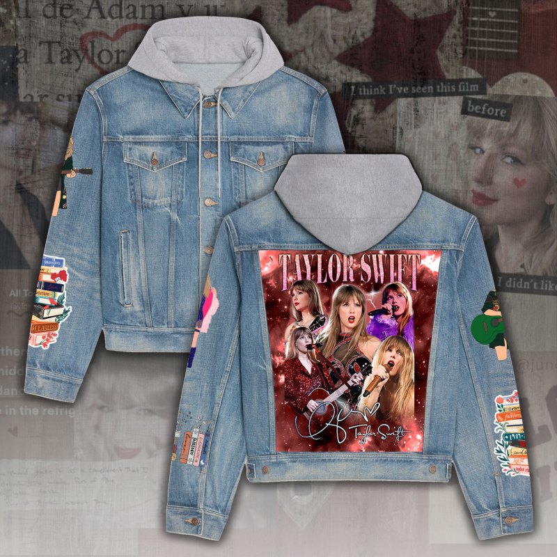 ANHNV3414 Denim hood jacket Taylor Swift 03 Taylor Swift Premium Hooded Denim Jacket IFDDHDJ0010 Idea Fanatic