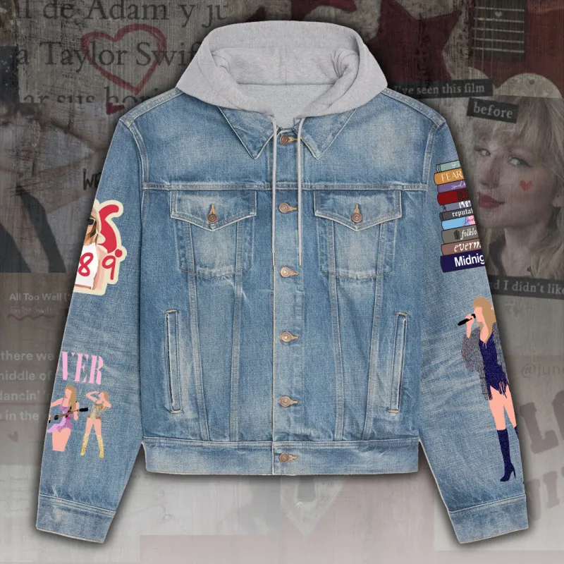 ANHNV3415 Denim hood jacket Taylor Swift 01 Taylor Swift Premium Hooded Denim Jacket IFDDHDJ0011 Idea Fanatic