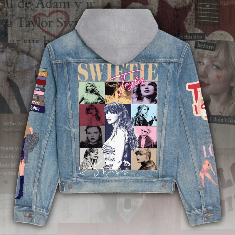 ANHNV3415 Denim hood jacket Taylor Swift 02 Taylor Swift Premium Hooded Denim Jacket IFDDHDJ0011 Idea Fanatic