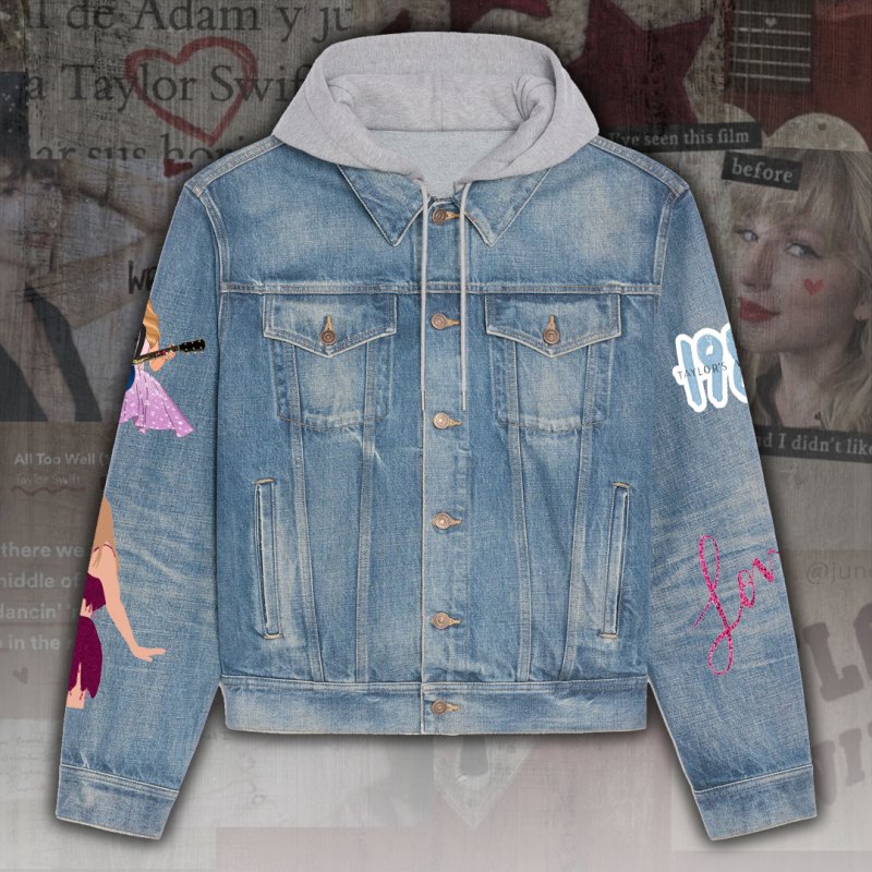 ANHNV3416 Denim hood jacket Taylor Swift 01 Taylor Swift Premium Hooded Denim Jacket IFDDHDJ0009 Idea Fanatic