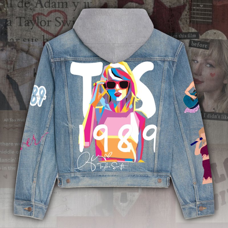 ANHNV3416 Denim hood jacket Taylor Swift 02 Taylor Swift Premium Hooded Denim Jacket IFDDHDJ0009 Idea Fanatic