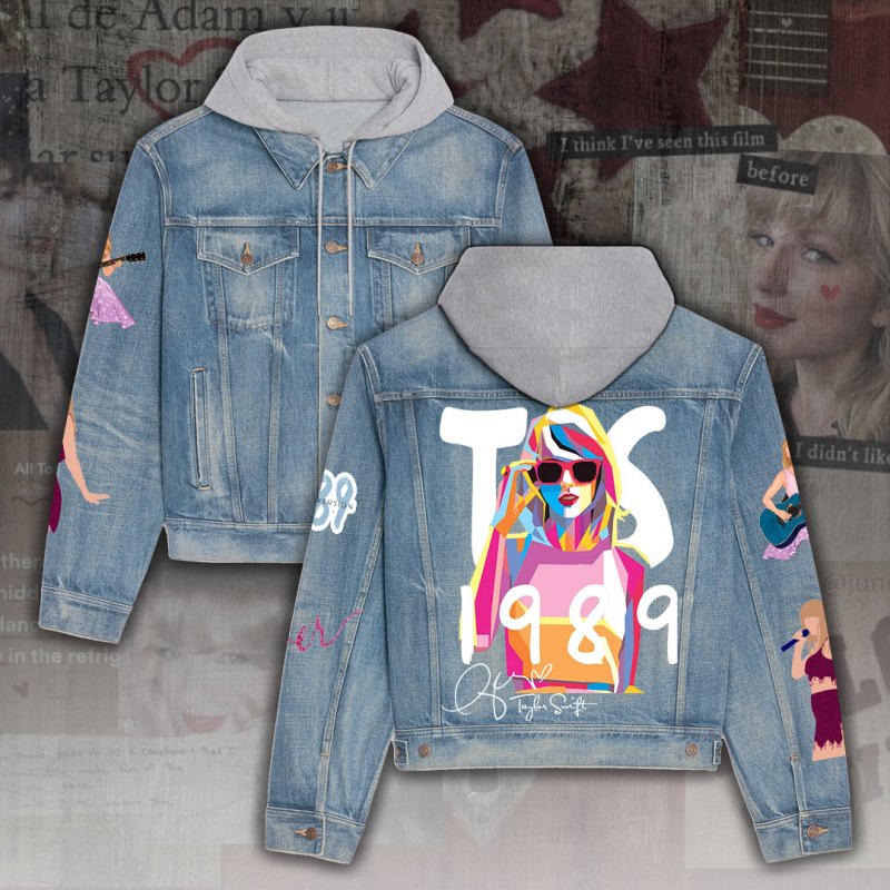 ANHNV3416 Denim hood jacket Taylor Swift 03 Taylor Swift Premium Hooded Denim Jacket IFDDHDJ0009 Idea Fanatic