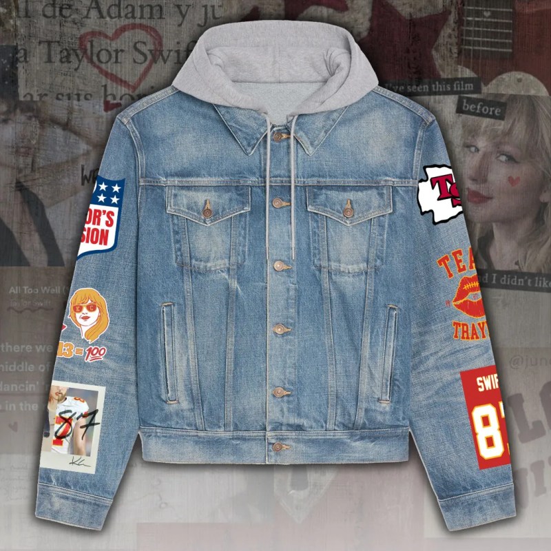 ANHNV3427 Denim hood jacket Taylor Swift 01 Taylor Swift Premium Hooded Denim Jacket IFDDHDJ0012 Idea Fanatic