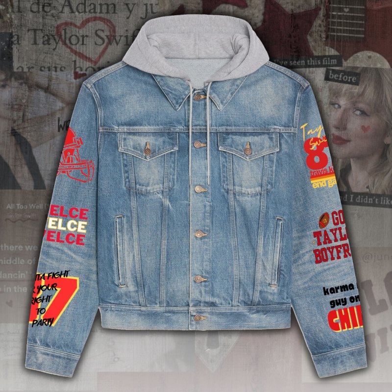 ANHNV3428 Denim hood jacket Taylor Swift 01 Taylor Swift Premium Hooded Denim Jacket IFDDHDJ0013 Idea Fanatic