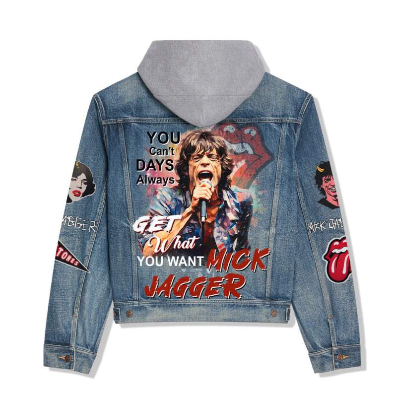 ANHNV3485 The Rolling Stones Premium Hooded Denim Jacket IFDDHDJ0001 Idea Fanatic