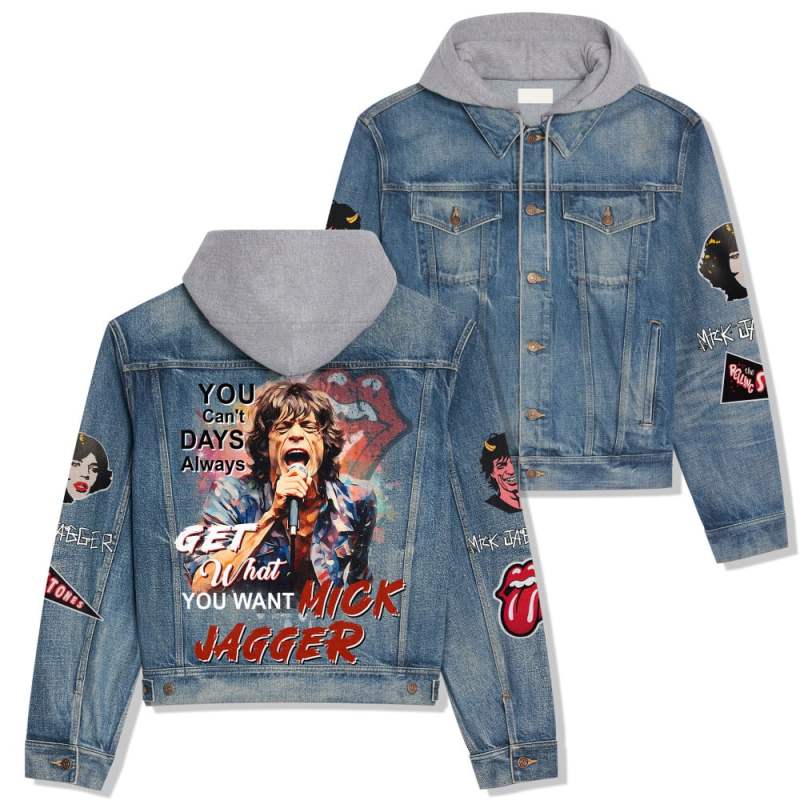 ANHNV3485Z The Rolling Stones Premium Hooded Denim Jacket IFDDHDJ0001 Idea Fanatic