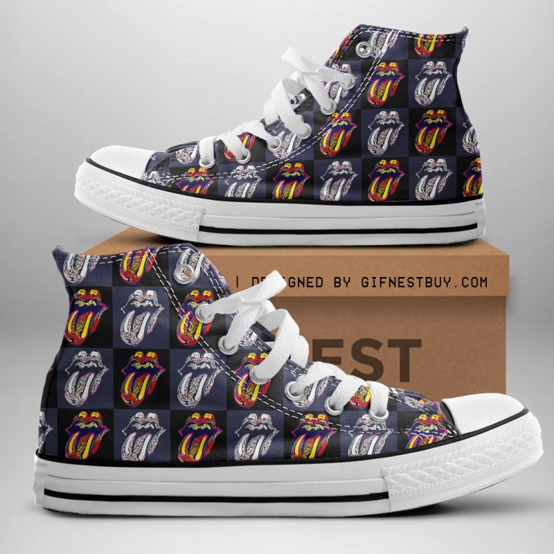 ANHNV3495 Canvas high top The Rolling Stones 01 The Rolling Stones Premium High Top Canvas Shoes IFDDHTCS0002 Idea Fanatic