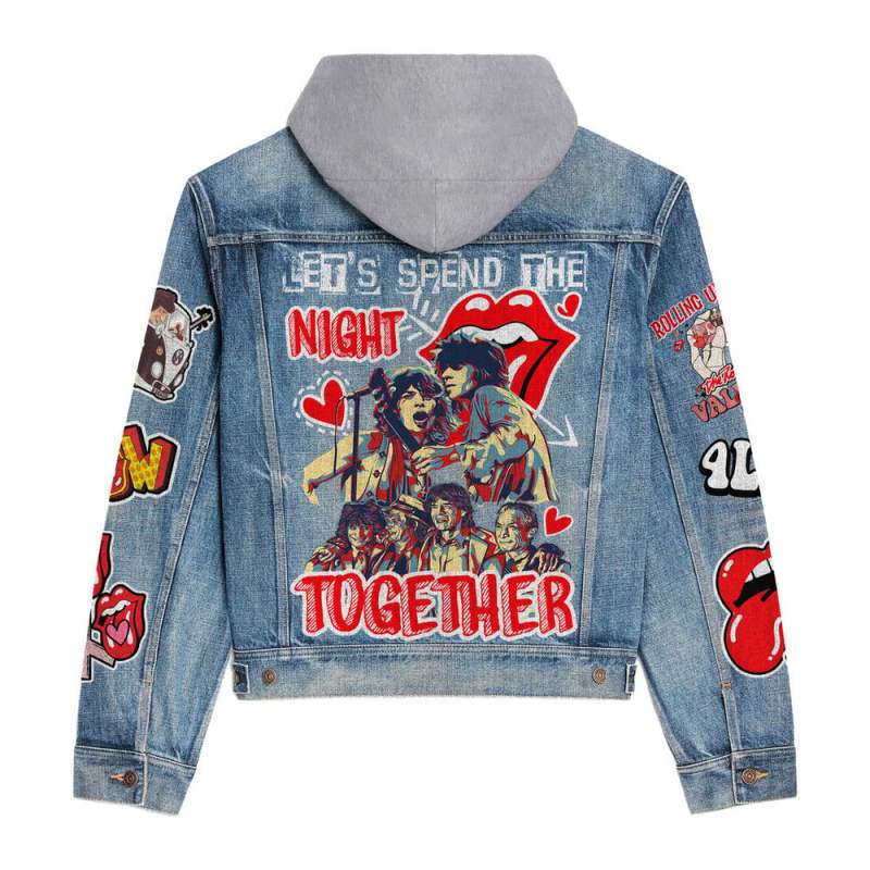 ANHNV3699f The Rolling Stones Premium Hooded Denim Jacket IFDDHDJ0002 Idea Fanatic