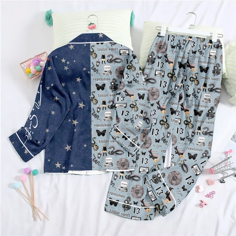 ANHNV3708 Button Down Pajamas Set Taylor Swift 02 Taylor Swift Premium Button Down Pajamas Set IFDDBDP0021 Idea Fanatic