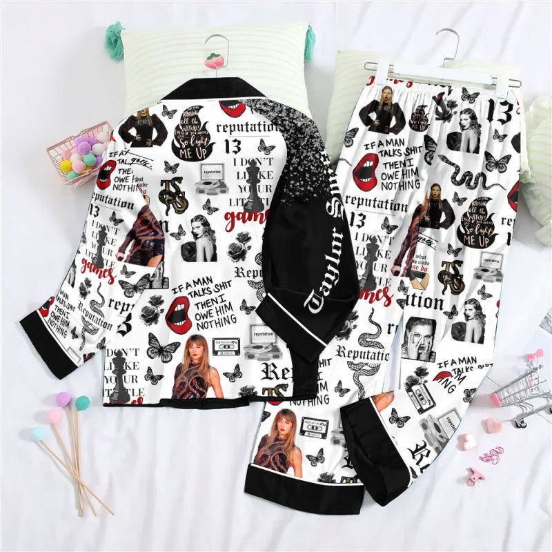 ANHNV3714 Button Down Pajamas Set Taylor Swift 02 1 Taylor Swift Premium Button Down Pajamas Set IFDDBDP0022 Idea Fanatic