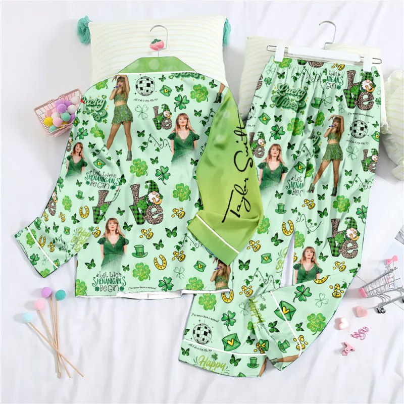 ANHNV3763 Button Down Pajamas Set Taylor Swift 02 Taylor Swift Premium Button Down Pajamas Set IFDDBDP0023 Idea Fanatic