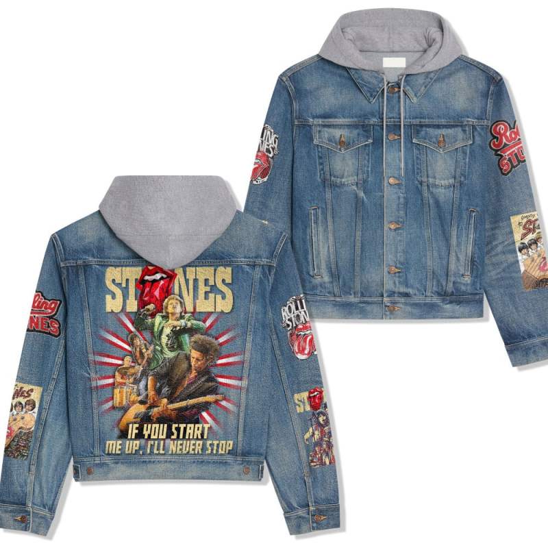 The Rolling Stones Premium Hooded Denim Jacket IFDDHDJ0003 Idea Fanatic