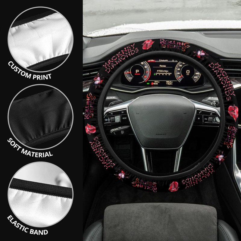 ANHNV3878 Steering Wheel Cover The Rolling Stones 03 The Rolling Stones Premium Steering Wheel Cover IFDDSWC0003 Idea Fanatic