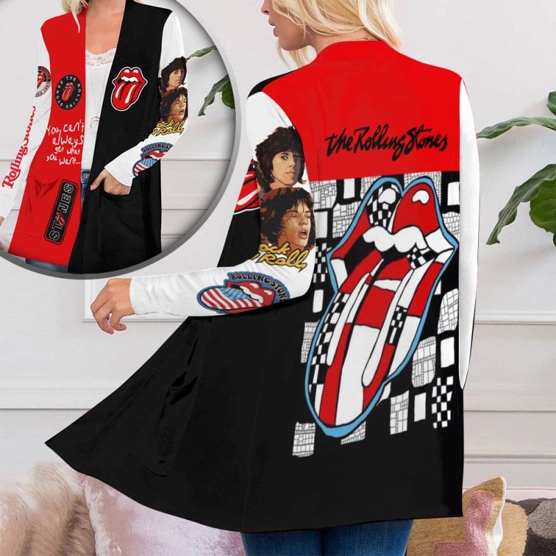 ANHNV4217 Womens Patch Pocket Cardigan The Rolling Stones 02 The Rolling Stones Women’s Patch Pocket Cardigan IFDDPPC0002 Idea Fanatic