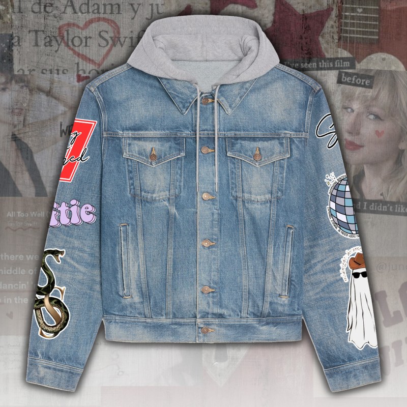 ANHNV4332 Denim Hood Jacket Taylor Swift 01 Taylor Swift Premium Hooded Denim Jacket IFDDHDJ0028 Idea Fanatic