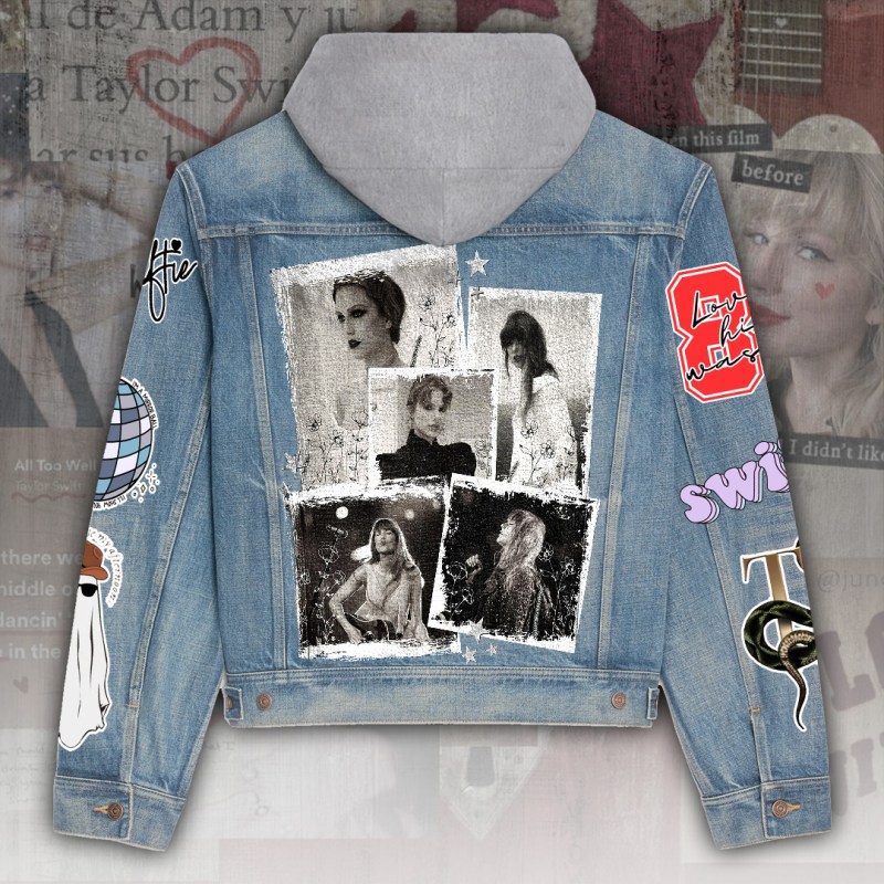 ANHNV4332 Denim Hood Jacket Taylor Swift 02 Taylor Swift Premium Hooded Denim Jacket IFDDHDJ0028 Idea Fanatic