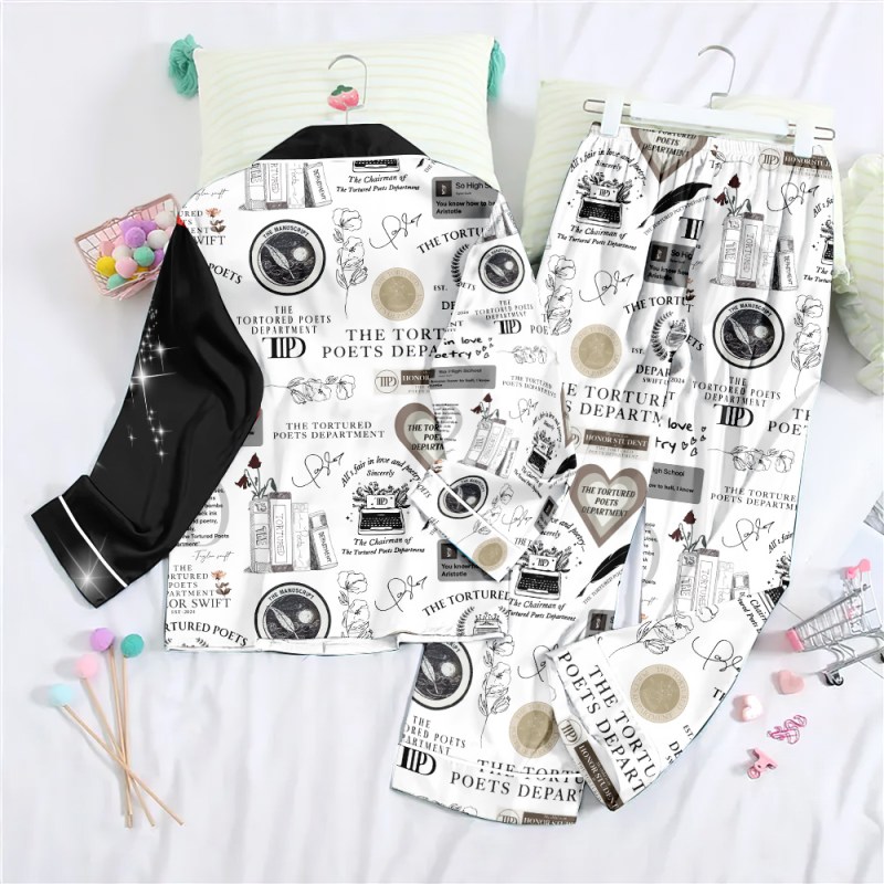 ANHNV4342 Button Down Pajamas Set Taylor Swift 02 Taylor Swift Premium Button Down Pajamas Set IFDDBDP0057 Idea Fanatic