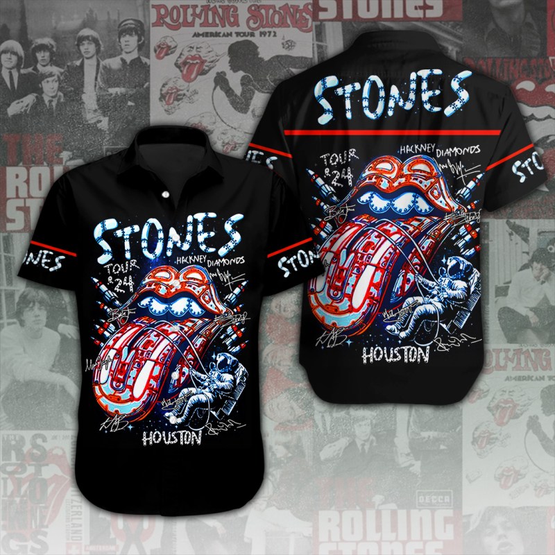 ANHNV4521 Short Sleeve Shirt The Rolling Stones The Rolling Stones Short Sleeve Button Shirt IFDDBTS0004 Idea Fanatic