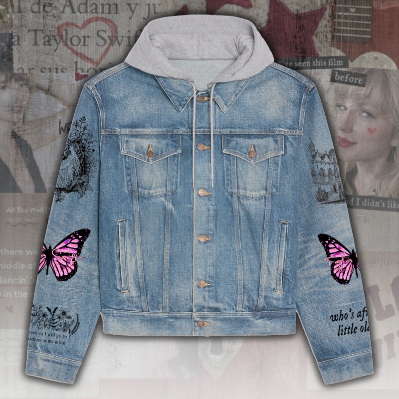 ANHNV4675 Women s Denim Hood Jacket Taylor Swift 01 Taylor Swift Premium Hooded Denim Jacket IFDDHDJ0030 Idea Fanatic